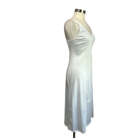1990s Vintage Warners White Nylon Midi Slip Dress Size M - Picture 2 of 6